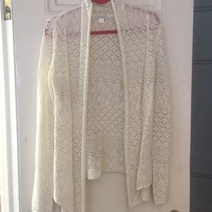 Garnet Hill cream opened sweater